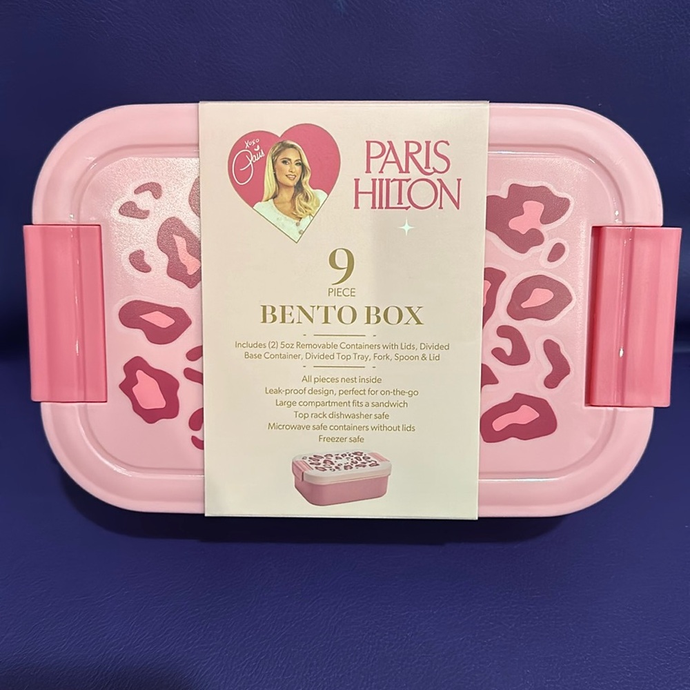 NWT Paris Hilton 🎀 9 Piece Bento Box in Pink Leopard